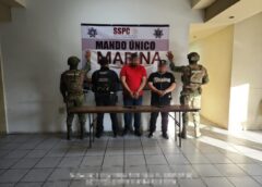 Marina asegura dos armas de fuego y detiene a dos presuntos delincuentes en San Luis Río Colorado.